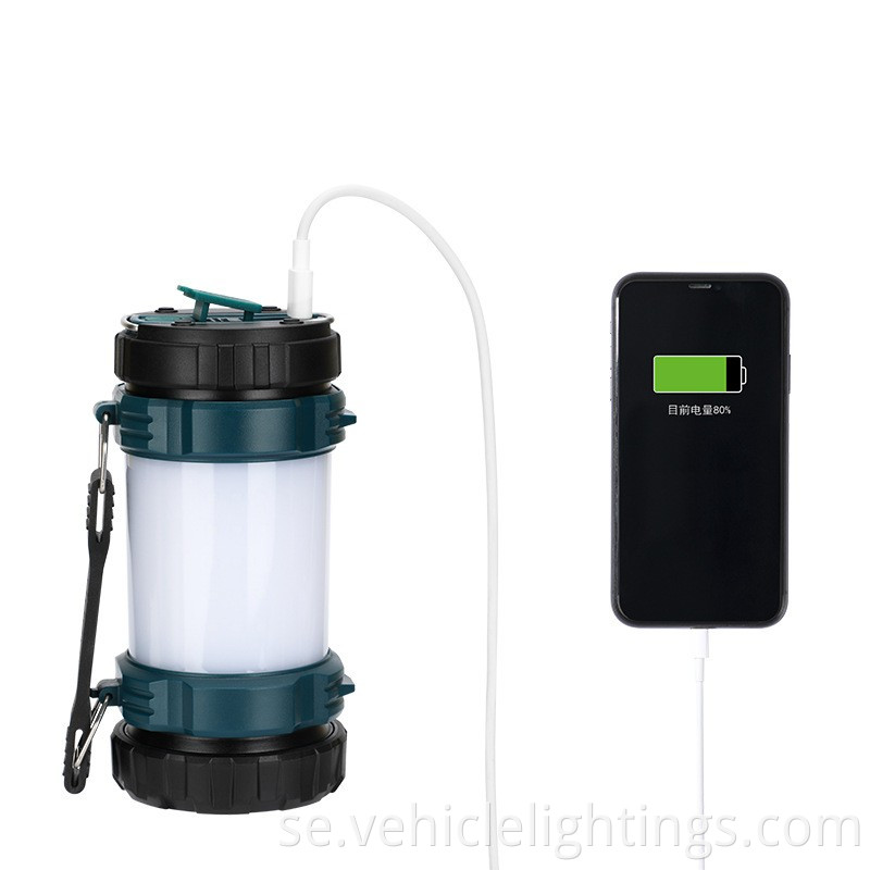 Super Bright Current Rechargeble Power Bank 6 -lägen LED Lantern Camping med campinglampan